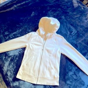 LULULEMON WHITE HOODED FLEECE JACKET